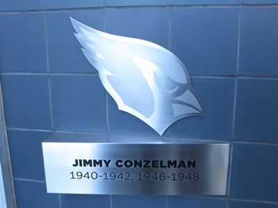 Photo of Jimmy Conzelman tribute located at University of Phoenix Stadium in Glendale Arizona